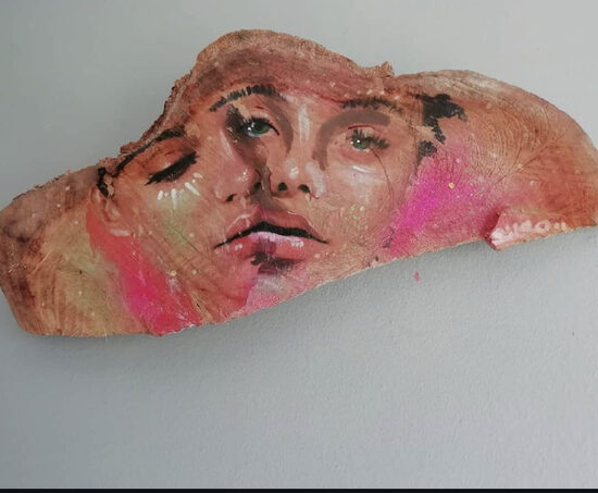 Mixed media on wood